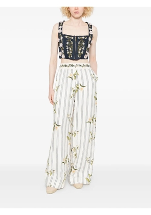 Agua By Agua Bendita striped floral-print pants - White