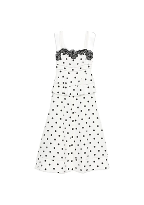 Self-Portrait polka dot-pattern lace-detail maxi dress - White