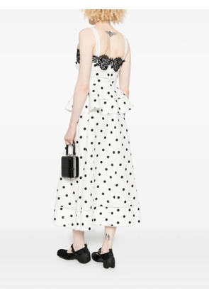 Self-Portrait polka dot-pattern lace-detail maxi dress - White