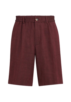 Brunello Cucinelli linen and virgin wool chevron Bermuda shorts - Red