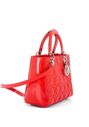 Christian Dior Pre-Owned Lady Dior NM Bag Cannage Quilt Patent Medium satchel - Red