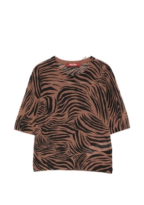 Max Mara Tago zebra-print knitted top - Brown