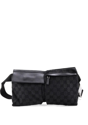 Gucci Pre-Owned Vintage Double GG Canvas with Leather belt bag - Black