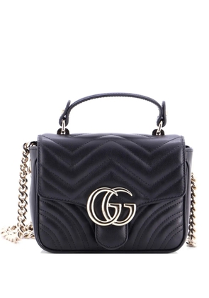 Gucci Pre-Owned GG Marmont Top Handle Chain Flap Bag Matelasse Leather Mini satchel - Black