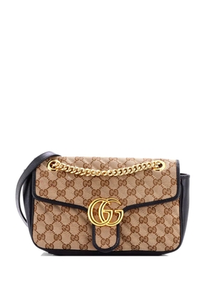 Gucci Pre-Owned GG Marmont Flap Bag Diagonal Quilted GG Canvas with Leather Small shoulder bag - Black