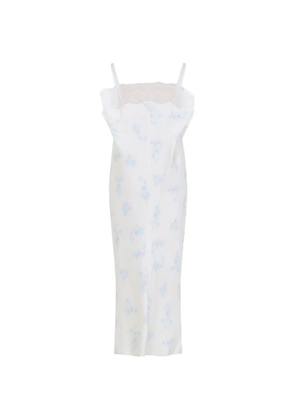 Carven floral-print lace-trim midi dress - Neutrals