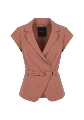 Patrizia Pepe belted short-sleeve jacket - Brown