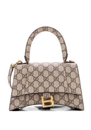 Gucci Pre-Owned x Balenciaga The Hacker Project Hourglass Top Handle Bag GG Coated Canvas Small shoulder bag - Brown