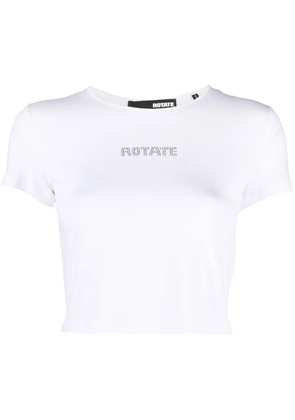 ROTATE BIRGER CHRISTENSEN rhinestone-logo cropped T-shirt - White