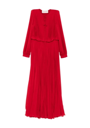 Valentino Garavani pleated long-sleeve dress - Red