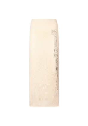 LIU JO mesh jewel-embellished midi skirt - White