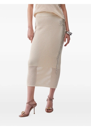 LIU JO mesh jewel-embellished midi skirt - White