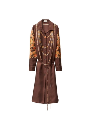 Versace printed silk twill mini shirt dress - Brown