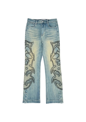 duaa rhinestone print jeans - Blue