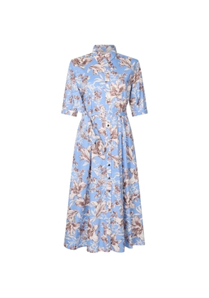LIU JO floral belted midi shirt dress - Blue