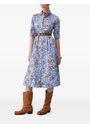 LIU JO floral belted midi shirt dress - Blue
