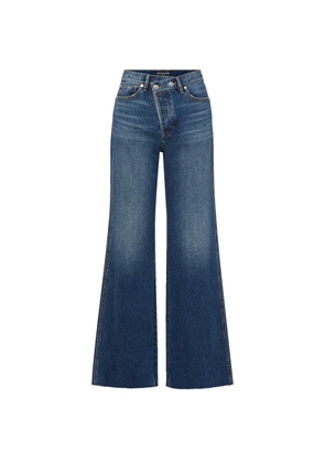 Veronica Beard Taylor crossover-waistband wide-leg jeans - Blue