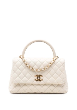 CHANEL Pre-Owned 2017-2018 Small Quilted Caviar Coco Top Handle Bag satchel - White