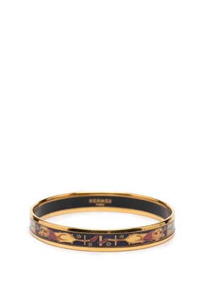 Hermès Pre-Owned 20th Century Narrow Lion Head Enamel Bangle 62 costume bracelet - Black