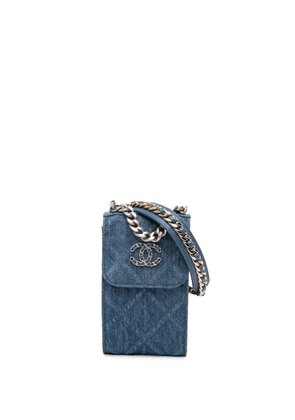 CHANEL Pre-Owned 2021 Denim 19 Phone Holder with Chain satchel - Blue