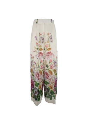 CO.GO floral-print linen trousers - Neutrals