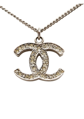 CHANEL Pre-Owned 2007 CC Silver Plated Rhinestone Pendant Necklace costume necklace