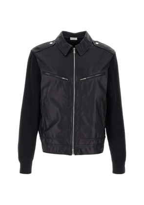 Brunello Cucinelli leather panelled jacket - Black