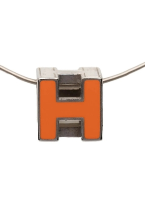 Hermès Pre-Owned 2000-2010 Palladium Plated Lacquered Cage D H Pendant Necklace costume necklace - Orange