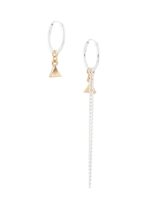 Coup De Coeur mismatched chain drop hoop earrings - Silver