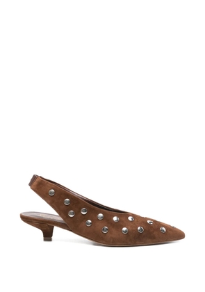 biancadi studded-embellishment slingback pumps - Brown