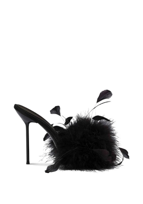 Paris Texas Lidia feather mules - Black