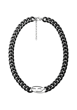 Diesel logo-charm chain necklace - Black