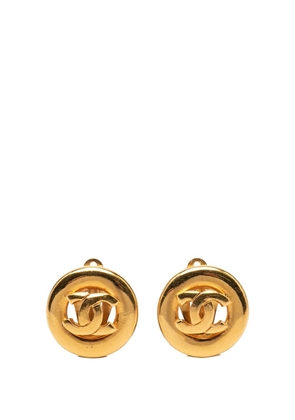 CHANEL Pre-Owned 20th Century CC Gold Plated Round Clip On Earrings costume earrings