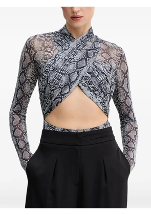 Bardot snake-print long-sleeves bodysuit - Grey