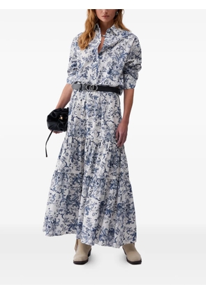 LIU JO ruffled printed maxi skirt - White