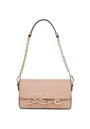 Karl Lagerfeld small K/Signature chain leather shoulder bag - Pink