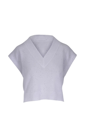 Brunello Cucinelli v-neck embellished sweater - Purple