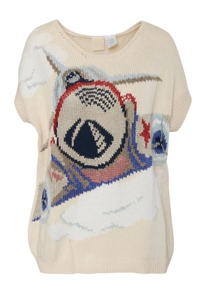 Krizia Pre-Owned patterned intarsia-knit sweater - Neutrals