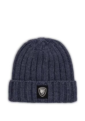 Blauer ribbed logo-patch beanie hat - Blue