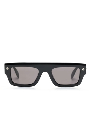 Alexander McQueen Eyewear logo-engraved rectangular-frame sunglasses - Black