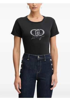 LIU JO crystal embellished-logo T-shirt - Black