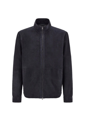 Canali zip-up leather jacket - Blue