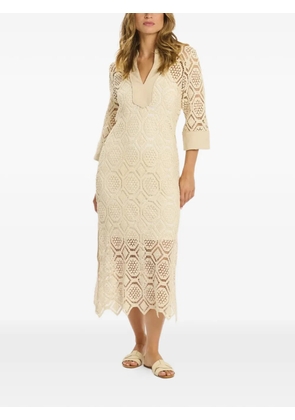 Miss June geometric lace V-neck maxi dress - Neutrals