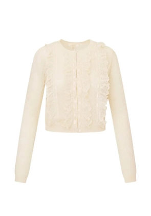 LoveShackFancy Melisse ruffled knitted cardigan - White