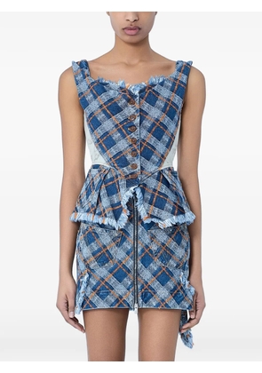 Vivienne Westwood frayed plaid-pattern mini dress - Blue