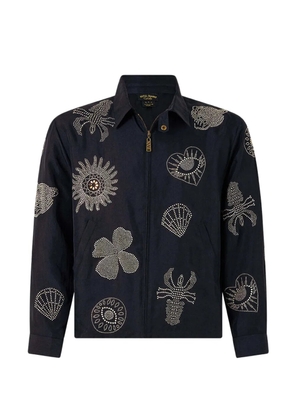 Camilla embellished zip-up cropped jacket - Blue