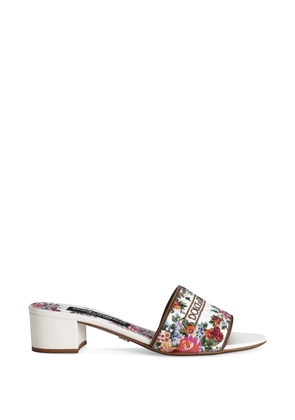 Dolce & Gabbana nappa leather mules with embroidery - White