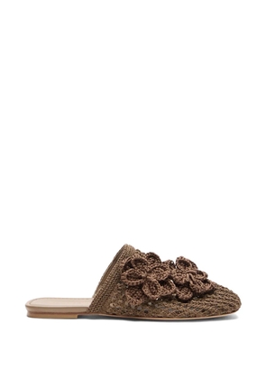 Stuart Weitzman Lotus crochet-knit mules - Brown