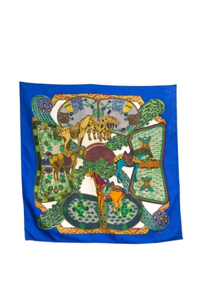 Hermès Pre-Owned 1991 Art des Steppes graphic-print silk scarf - Blue