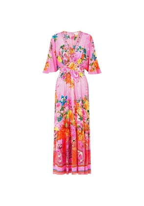Camilla ruffle-hem floral-print maxi dress - Pink